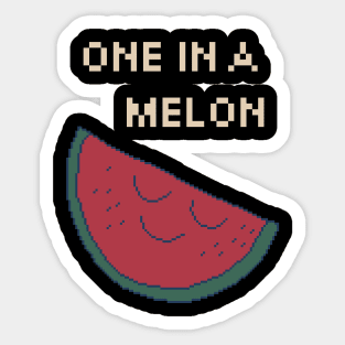 One In A Melon. 8Bit Pixel Art. One in a million. Sticker